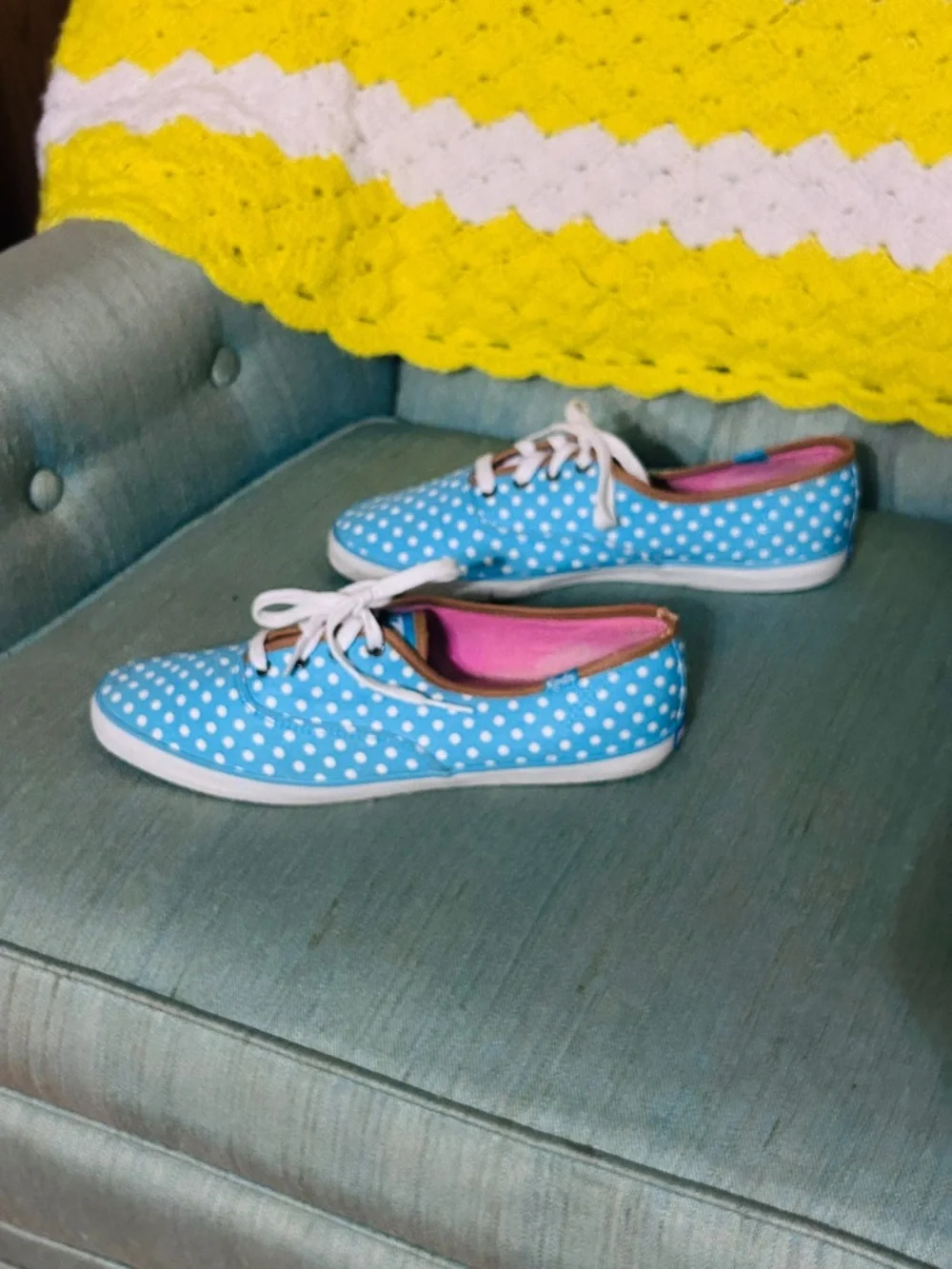 Keds Y2K Blue Polka Dot Canvas Sneakers